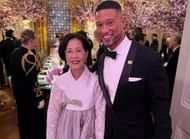 Marcus Freeman with his mother. Source: @coachmfreeman